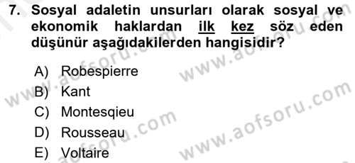 Siyaset Felsefesi 2 Dersi 2017 - 2018 Yılı (Vize) Ara Sınav Soruları 7. Soru