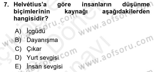 Siyaset Felsefesi 2 Dersi 2017 - 2018 Yılı (Final) Dönem Sonu Sınav Soruları 7. Soru