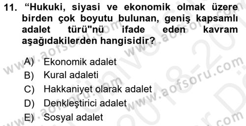 Siyaset Felsefesi 2 Dersi 2018 - 2019 Yılı (Vize) Ara Sınav Soruları 11. Soru