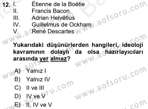 Siyaset Felsefesi 2 Dersi 2018 - 2019 Yılı (Vize) Ara Sınav Soruları 12. Soru