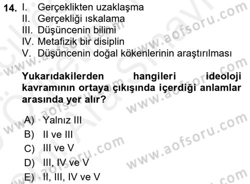 Siyaset Felsefesi 2 Dersi 2018 - 2019 Yılı (Vize) Ara Sınav Soruları 14. Soru