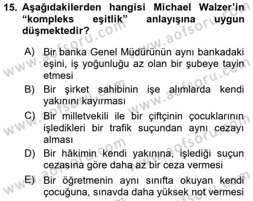 Siyaset Felsefesi 2 Dersi 2018 - 2019 Yılı (Vize) Ara Sınav Soruları 15. Soru