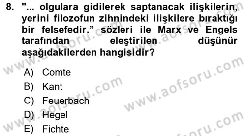 Siyaset Felsefesi 2 Dersi 2018 - 2019 Yılı (Vize) Ara Sınav Soruları 8. Soru