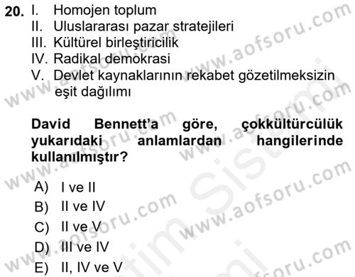 Siyaset Felsefesi 2 Dersi 2018 - 2019 Yılı (Final) Dönem Sonu Sınav Soruları 20. Soru