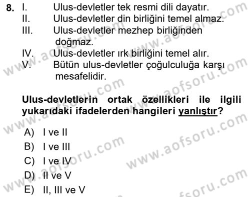 Siyaset Felsefesi 2 Dersi 2018 - 2019 Yılı (Final) Dönem Sonu Sınav Soruları 8. Soru