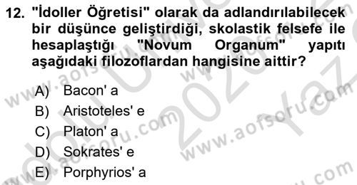 Siyaset Felsefesi 2 Dersi 2020 - 2021 Yılı Yaz Okulu Sınav Soruları 12. Soru