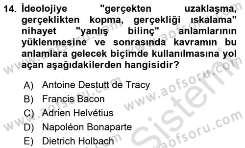 Siyaset Felsefesi 2 Dersi 2020 - 2021 Yılı Yaz Okulu Sınav Soruları 14. Soru