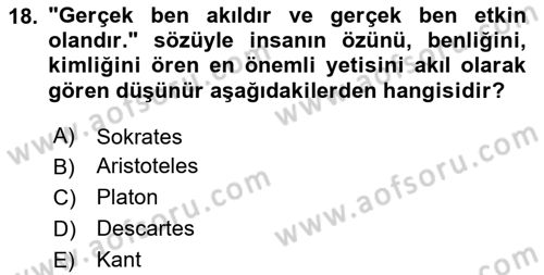 Siyaset Felsefesi 2 Dersi 2020 - 2021 Yılı Yaz Okulu Sınav Soruları 18. Soru