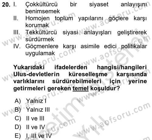 Siyaset Felsefesi 2 Dersi 2020 - 2021 Yılı Yaz Okulu Sınav Soruları 20. Soru