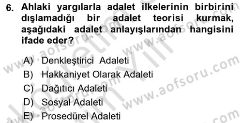 Siyaset Felsefesi 2 Dersi 2020 - 2021 Yılı Yaz Okulu Sınav Soruları 6. Soru