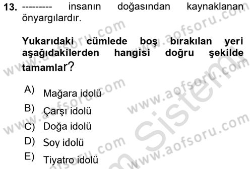 Siyaset Felsefesi 2 Dersi 2021 - 2022 Yılı (Vize) Ara Sınav Soruları 13. Soru