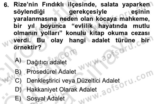 Siyaset Felsefesi 2 Dersi 2021 - 2022 Yılı (Vize) Ara Sınav Soruları 6. Soru