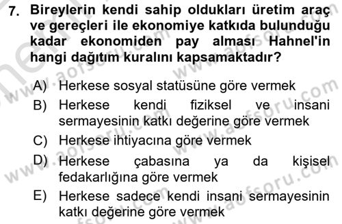 Siyaset Felsefesi 2 Dersi 2021 - 2022 Yılı (Vize) Ara Sınav Soruları 7. Soru
