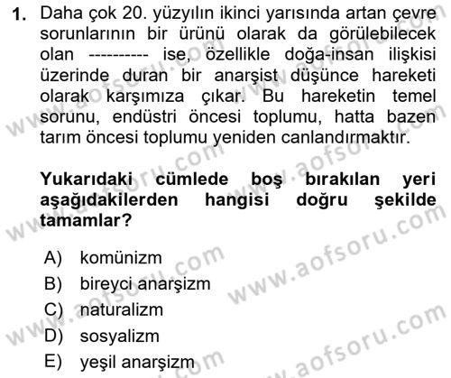 Siyaset Felsefesi 2 Dersi 2021 - 2022 Yılı (Final) Dönem Sonu Sınav Soruları 1. Soru