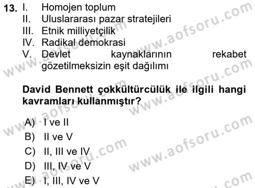Siyaset Felsefesi 2 Dersi 2021 - 2022 Yılı (Final) Dönem Sonu Sınav Soruları 13. Soru
