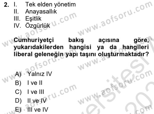 Siyaset Felsefesi 2 Dersi 2021 - 2022 Yılı (Final) Dönem Sonu Sınav Soruları 2. Soru