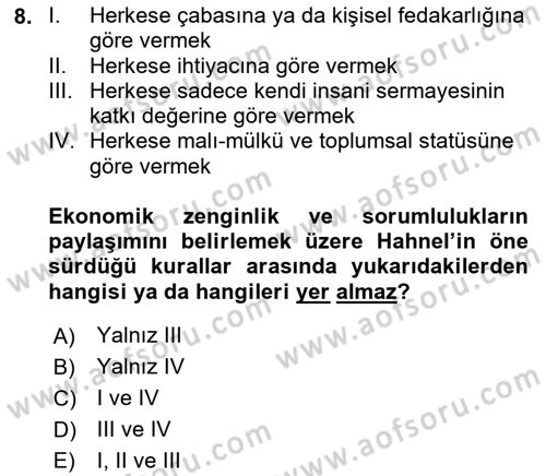 Siyaset Felsefesi 2 Dersi 2021 - 2022 Yılı (Final) Dönem Sonu Sınav Soruları 8. Soru