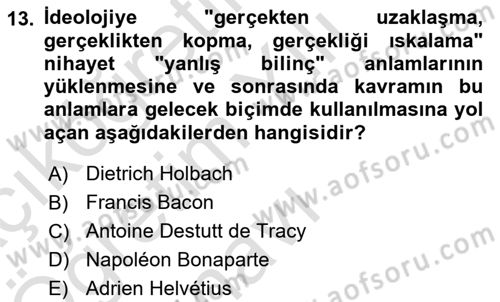 Siyaset Felsefesi 2 Dersi 2021 - 2022 Yılı Yaz Okulu Sınav Soruları 13. Soru