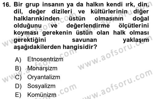 Siyaset Felsefesi 2 Dersi 2021 - 2022 Yılı Yaz Okulu Sınav Soruları 16. Soru