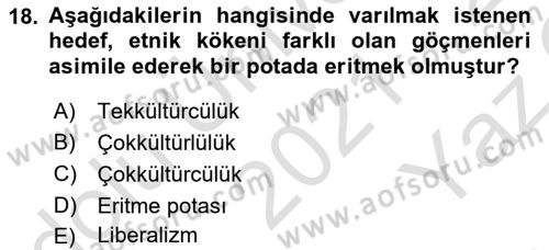 Siyaset Felsefesi 2 Dersi 2021 - 2022 Yılı Yaz Okulu Sınav Soruları 18. Soru
