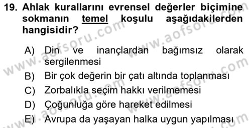Siyaset Felsefesi 2 Dersi 2021 - 2022 Yılı Yaz Okulu Sınav Soruları 19. Soru