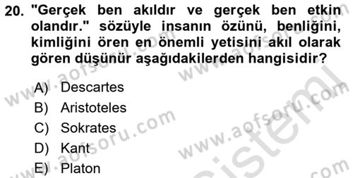 Siyaset Felsefesi 2 Dersi 2021 - 2022 Yılı Yaz Okulu Sınav Soruları 20. Soru