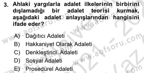 Siyaset Felsefesi 2 Dersi 2021 - 2022 Yılı Yaz Okulu Sınav Soruları 3. Soru
