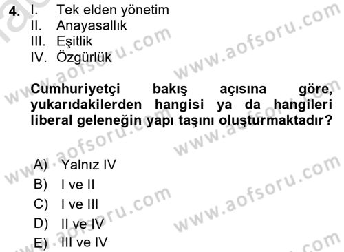 Siyaset Felsefesi 2 Dersi 2021 - 2022 Yılı Yaz Okulu Sınav Soruları 4. Soru