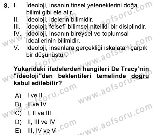Siyaset Felsefesi 2 Dersi 2021 - 2022 Yılı Yaz Okulu Sınav Soruları 8. Soru