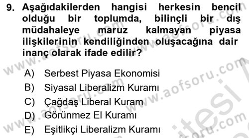 Siyaset Felsefesi 2 Dersi 2021 - 2022 Yılı Yaz Okulu Sınav Soruları 9. Soru