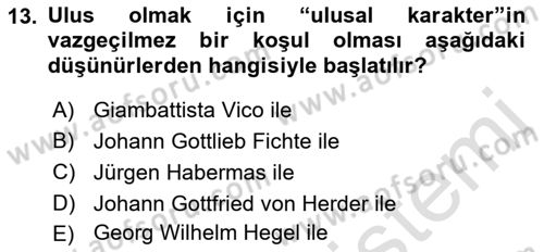 Siyaset Felsefesi 2 Dersi 2022 - 2023 Yılı Yaz Okulu Sınav Soruları 13. Soru