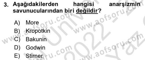Siyaset Felsefesi 2 Dersi 2022 - 2023 Yılı Yaz Okulu Sınav Soruları 3. Soru