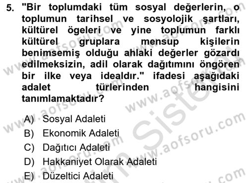Siyaset Felsefesi 2 Dersi 2022 - 2023 Yılı Yaz Okulu Sınav Soruları 5. Soru