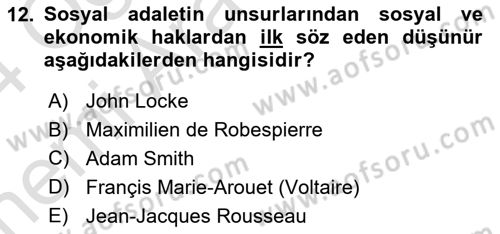 Siyaset Felsefesi 2 Dersi 2023 - 2024 Yılı (Vize) Ara Sınav Soruları 12. Soru