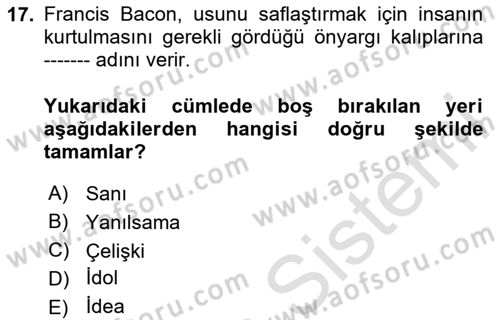Siyaset Felsefesi 2 Dersi 2023 - 2024 Yılı (Vize) Ara Sınav Soruları 17. Soru