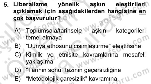 Siyaset Felsefesi 2 Dersi 2023 - 2024 Yılı (Vize) Ara Sınav Soruları 5. Soru