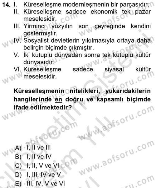 Siyaset Felsefesi 2 Dersi 2023 - 2024 Yılı Yaz Okulu Sınav Soruları 14. Soru