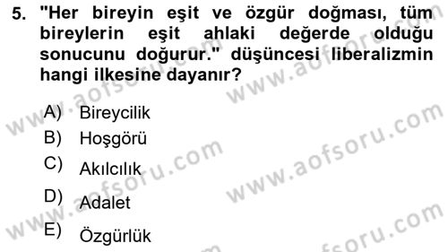 Siyaset Felsefesi 2 Dersi 2023 - 2024 Yılı Yaz Okulu Sınav Soruları 5. Soru