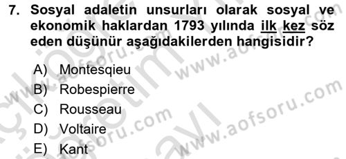 Siyaset Felsefesi 2 Dersi 2023 - 2024 Yılı Yaz Okulu Sınav Soruları 7. Soru