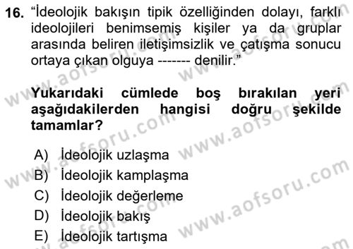 Siyaset Felsefesi 2 Dersi 2024 - 2025 Yılı (Vize) Ara Sınav Soruları 16. Soru