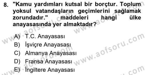 Siyaset Felsefesi 2 Dersi 2024 - 2025 Yılı (Vize) Ara Sınav Soruları 8. Soru