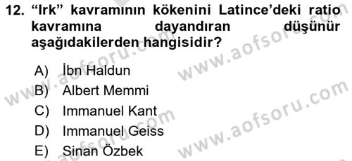 Siyaset Felsefesi 2 Dersi 2024 - 2025 Yılı (Final) Dönem Sonu Sınav Soruları 12. Soru