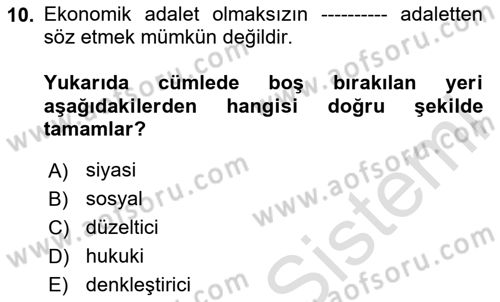 Siyaset Felsefesi 2 Dersi Yaz Okulu Sınavı Deneme Sınav Soruları 10. Soru