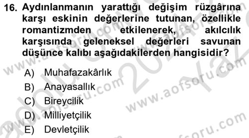 Siyaset Felsefesi 2 Dersi 2024 - 2025 Yılı Yaz Okulu Sınav Soruları 16. Soru