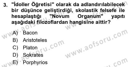 Siyaset Felsefesi 2 Dersi Yaz Okulu Sınavı Deneme Sınav Soruları 3. Soru