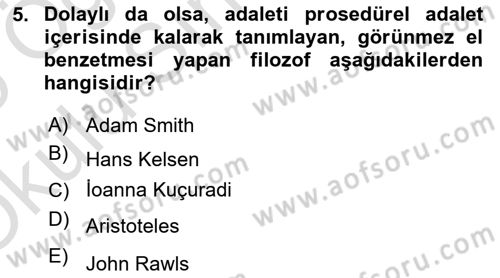 Siyaset Felsefesi 2 Dersi Yaz Okulu Sınavı Deneme Sınav Soruları 5. Soru