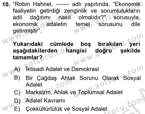 Siyaset Felsefesi 2 Dersi 2025 - 2026 Yılı (Vize) Ara Sınav Soruları 10. Soru