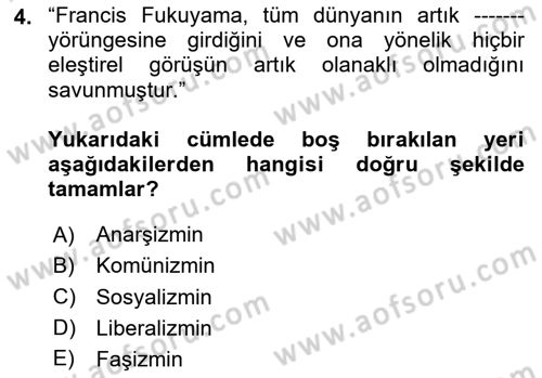 Siyaset Felsefesi 2 Dersi 2025 - 2026 Yılı (Vize) Ara Sınav Soruları 4. Soru