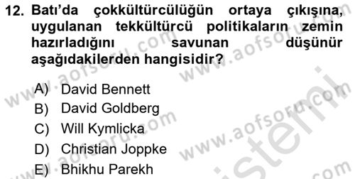 Siyaset Felsefesi 2 Dersi 2025 - 2026 Yılı (Final) Dönem Sonu Sınav Soruları 12. Soru