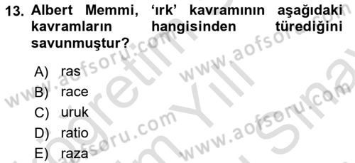 Siyaset Felsefesi 2 Dersi 2025 - 2026 Yılı (Final) Dönem Sonu Sınav Soruları 13. Soru